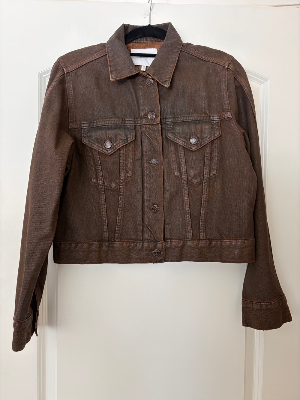 H&M studio brown coated denim jacket, size M - Picture 3 of 12